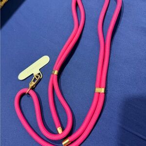 Casetify Vibrant Pink Phone Lanyard with Gold Accents
